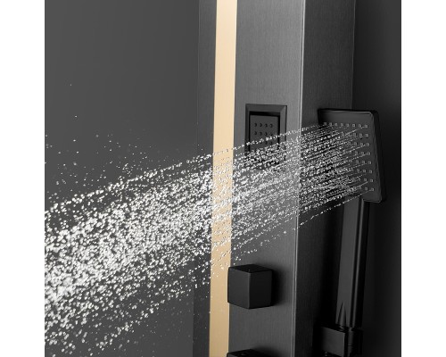 Душевая панель Black&White Gravity GR026 026000 с гидромассажем Темный графит Брашированное золото
