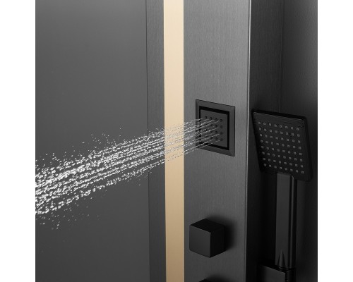 Душевая панель Black&White Gravity GR026 026000 с гидромассажем Темный графит Брашированное золото