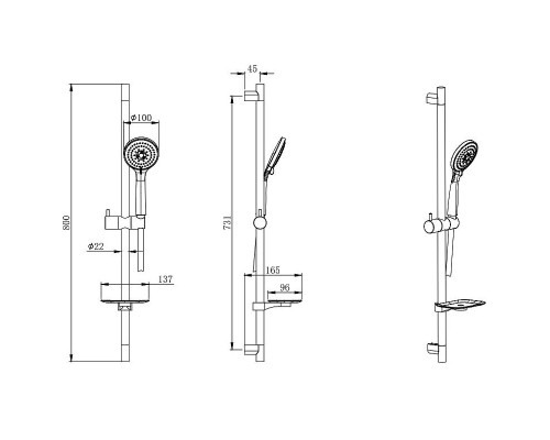 Комплект смесителей Aquatek Вега AQ1030MB Черный матовый