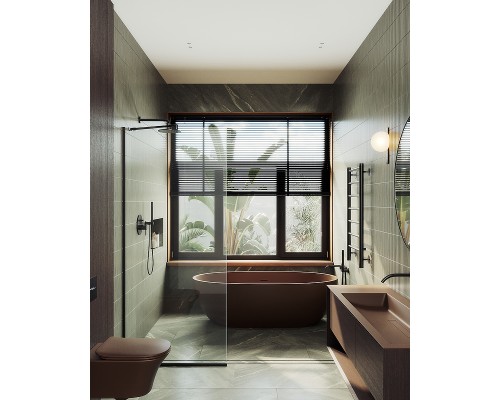 Душевая перегородка Maybah Glass MGD-701-6у 690x1950 в узком профиле Черный стекло прозрачное