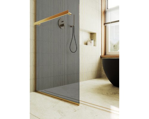Душевая перегородка Maybah Glass MGD-723-3у 690x1950 в узком профиле Золото стекло графитовое