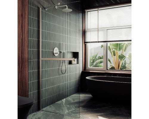 Душевая перегородка Maybah Glass MGD-720-5ш 690x1950 в широком профиле Хром матовый стекло прозрачное