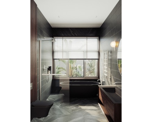 Душевая перегородка Maybah Glass MGD-720-5ш 690x1950 в широком профиле Хром матовый стекло прозрачное