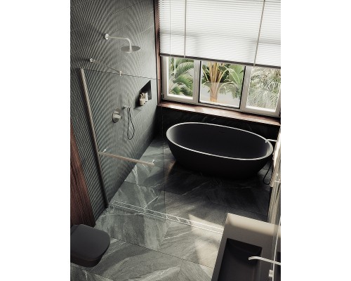 Душевая перегородка Maybah Glass MGD-720-5ш 690x1950 в широком профиле Хром матовый стекло прозрачное