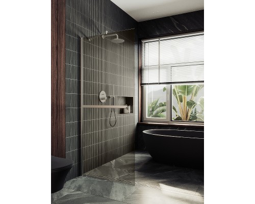 Душевая перегородка Maybah Glass MGD-721-5ш 690x1950 в широком профиле Хром матовый стекло бронзовое