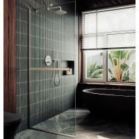 Душевая перегородка Maybah Glass MGD-708-5у 1090x1950 в узком профиле Хром матовый стекло прозрачное