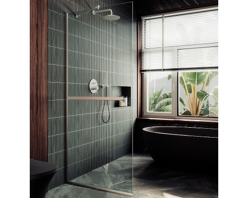 Душевая перегородка Maybah Glass MGD-708-5у 1090x1950 в узком профиле Хром матовый стекло прозрачное