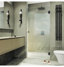 Душевая дверь Maybah Glass 705x1950 на петлях Черный стекло сатиновое