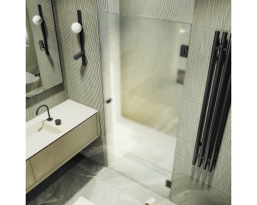 Душевая дверь Maybah Glass 705x1950 на петлях Черный стекло сатиновое