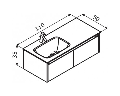 Тумба с раковиной Orka Lisbon 110 5001435 подвесная Кашемировая матовая