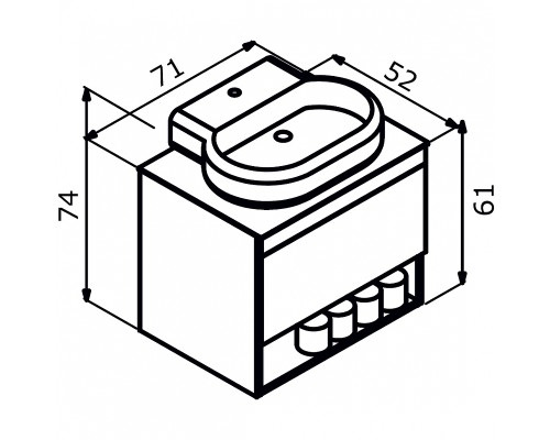 Тумба под раковину Orka Knidos 70 3000998 подвесная Legnano