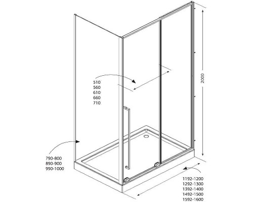 Душевая стенка Allen Brau Fantasy 80 3.11012.31 профиль Черный матовый стекло прозрачное