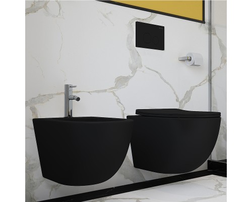 Комплект унитаза с инсталляцией Aqueduto Ovo AQDS020 с сиденьем Микролифт и Черной матовой клавишей смыва