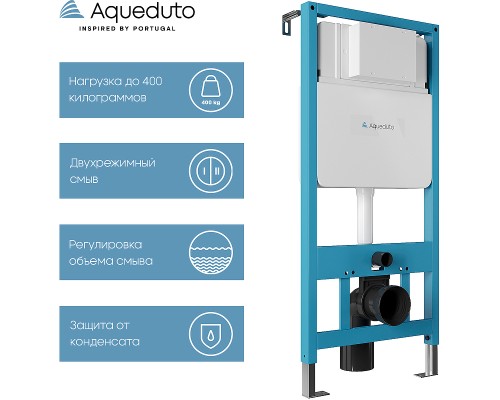 Комплект унитаза с инсталляцией Aqueduto Ovo AQDS021 с сиденьем Микролифт и клавишей смыва Хром