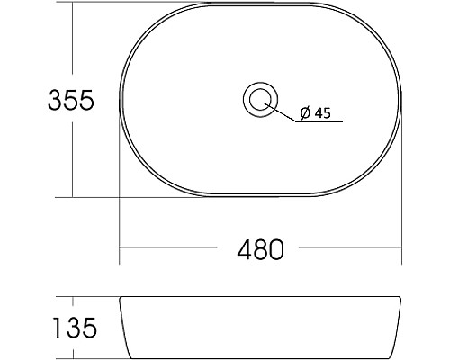 Раковина-чаша Orange 48 B05-480W Белая глянцевая