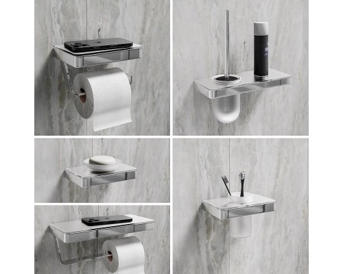 Держатель туалетной бумаги Lemark Glass Line 9721040 двойной Хром