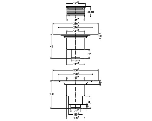 Душевой трап Viega Advantix 4951.1 557188 с решеткой Нержавеющая сталь