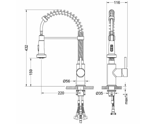 Смеситель для кухни Aquatek Европа AQ1387MB Черный матовый