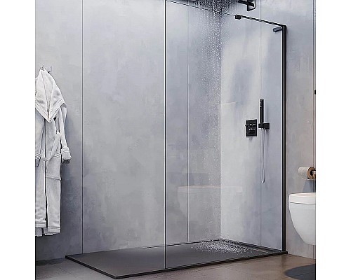 Душевая перегородка Veconi Korato KR-77B 80 KR77B-80-01-C8 профиль Черный матовый стекло прозрачное