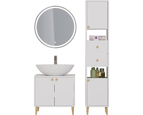 Шкаф пенал Dreja Luno 35 R 99.2004 Белый глянец