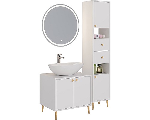 Шкаф пенал Dreja Luno 35 R 99.2004 Белый глянец