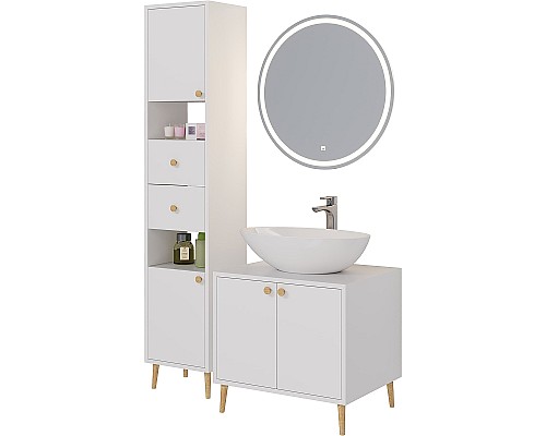 Шкаф пенал Dreja Luno 35 R 99.2004 Белый глянец