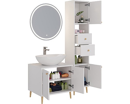 Шкаф пенал Dreja Luno 35 R 99.2004 Белый глянец