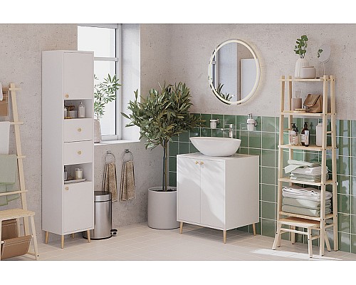 Шкаф пенал Dreja Luno 35 R 99.2004 Белый глянец