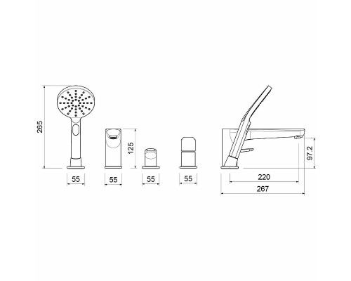 Смеситель на борт ванны Aquatek Бетта AQ1148MB Черный матовый