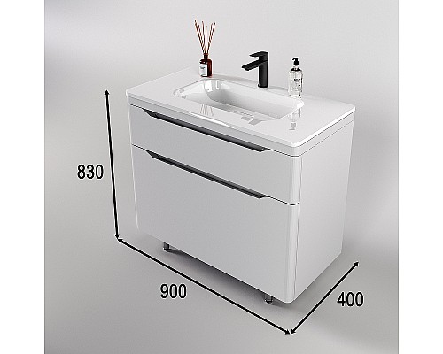 Тумба под раковину Style Line Марелла 90 Люкс Plus СС-00002416 Белый матовый антискрейтч