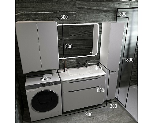 Тумба под раковину Style Line Марелла 90 Люкс Plus СС-00002416 Белый матовый антискрейтч