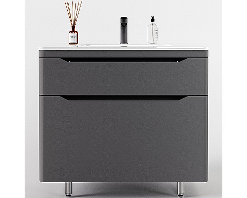 Тумба под раковину Style Line Марелла 90 Люкс Plus СС-00002418 Серый матовый антискрейтч