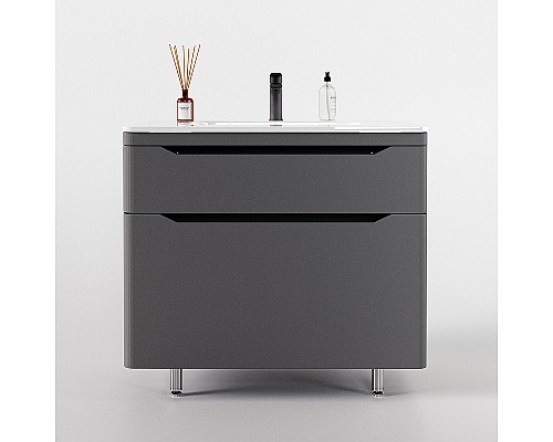 Тумба под раковину Style Line Марелла 90 Люкс Plus СС-00002418 Серый матовый антискрейтч