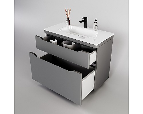 Тумба под раковину Style Line Марелла 90 Люкс Plus СС-00002418 Серый матовый антискрейтч