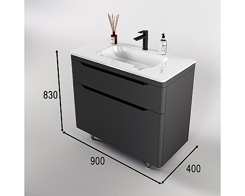 Тумба под раковину Style Line Марелла 90 Люкс Plus СС-00002418 Серый матовый антискрейтч