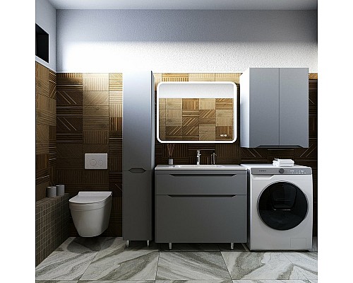 Тумба под раковину Style Line Марелла 90 Люкс Plus СС-00002418 Серый матовый антискрейтч