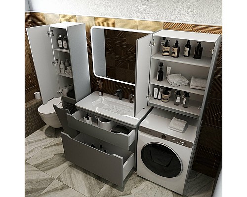 Тумба под раковину Style Line Марелла 90 Люкс Plus СС-00002418 Серый матовый антискрейтч