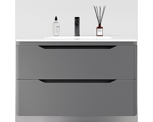 Тумба под раковину Style Line Марелла 90 Люкс Plus СС-00002415 подвесная Серый матовый антискрейтч