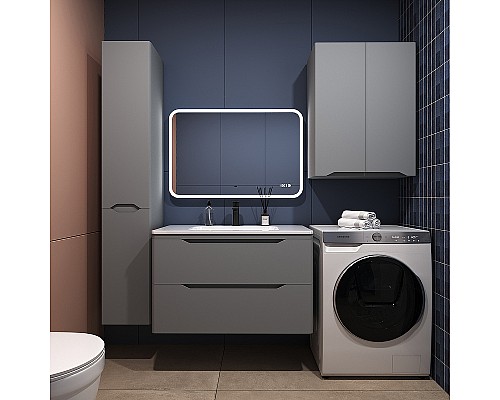 Тумба под раковину Style Line Марелла 90 Люкс Plus СС-00002415 подвесная Серый матовый антискрейтч