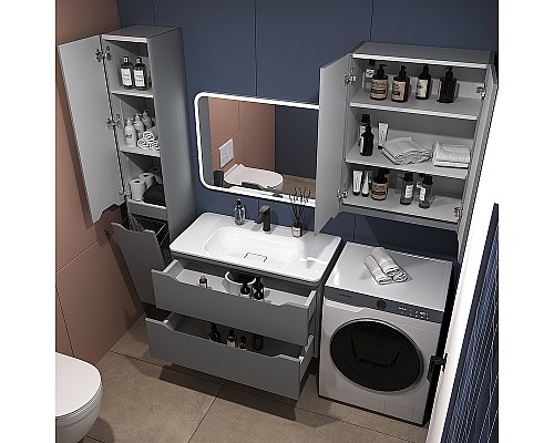 Тумба под раковину Style Line Марелла 90 Люкс Plus СС-00002415 подвесная Серый матовый антискрейтч