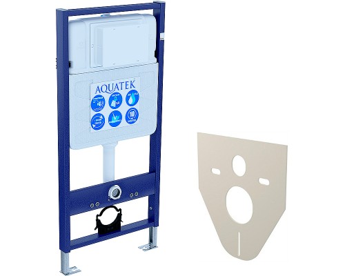 Комплект унитаза с инсталляцией Aquatek Set Aquatek Вега-009 4в1 с сиденьем Микролифт и Белой клавишей смыва