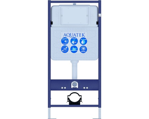 Комплект унитаза с инсталляцией Aquatek Set Aquatek Вега-009 4в1 с сиденьем Микролифт и Белой клавишей смыва