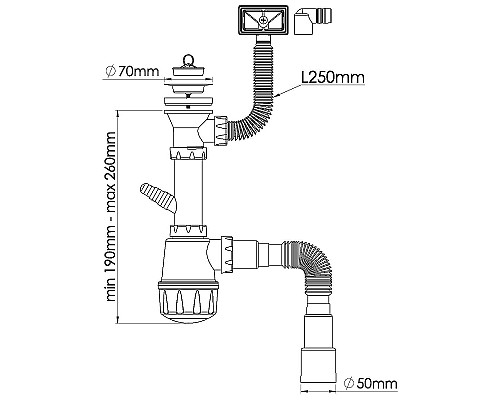 Сифон для кухонной мойки Nova 1036 Белый
