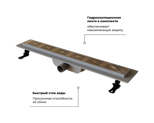 Душевой лоток RGW Drain Leo-10-80 60211080-01 с решеткой Хром