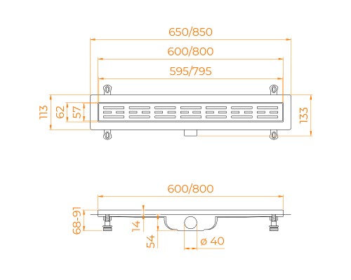 Душевой лоток RGW Drain Leo-10-80 60211080-01 с решеткой Хром