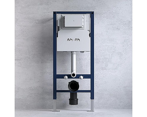 Комплект унитаза с инсталляцией AM.PM Sense FlashClean IS90151.741701 с сиденьем Микролифт и клавишей смыва Хром глянцевый