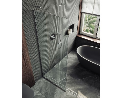 Душевая перегородка Maybah Glass MGD-695-5у 790x1950 в узком профиле Хром матовый стекло прозрачное