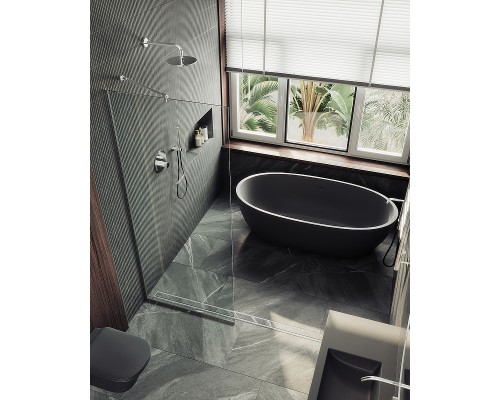 Душевая перегородка Maybah Glass MGD-695-5у 790x1950 в узком профиле Хром матовый стекло прозрачное