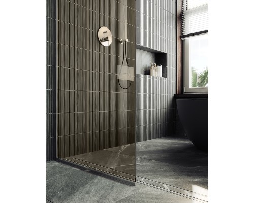 Душевая перегородка Maybah Glass MGD-696-5у 790x1950 в узком профиле Хром матовый стекло бронзовое