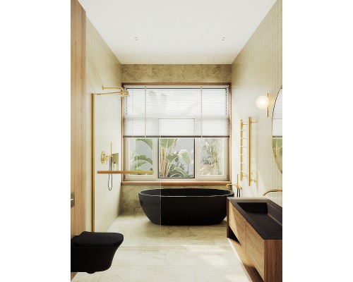 Душевая перегородка Maybah Glass MGD-732-3ш 890x1950 в широком профиле Золото стекло прозрачное